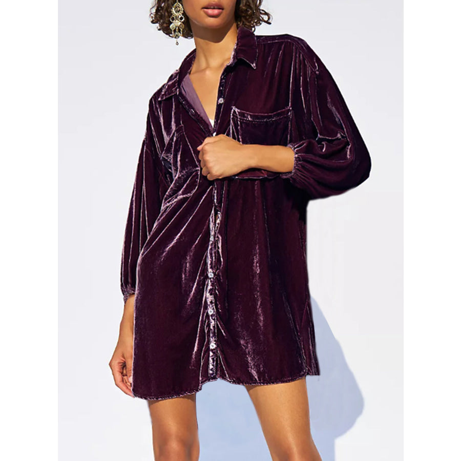 Collared Neck Button Down Long Sleeve Shirt Apparel and Accessories