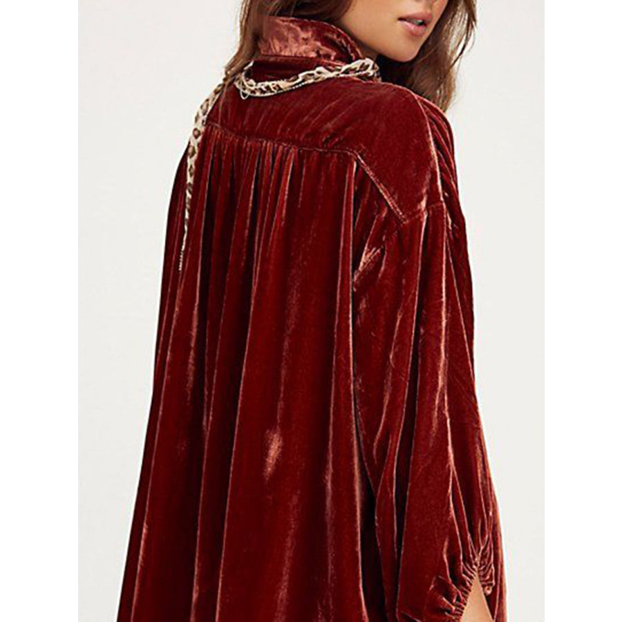 Collared Neck Button Down Long Sleeve Shirt Apparel and Accessories