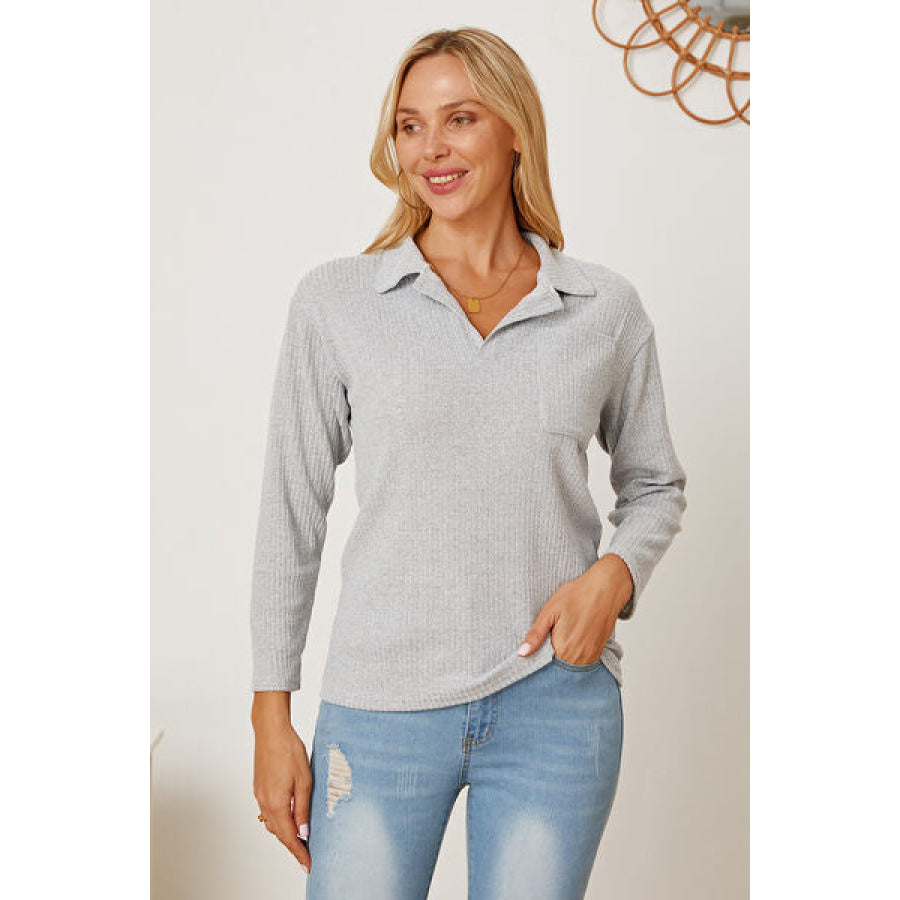 Collared Neck Dropped Shoulder T-Shirt Clothing