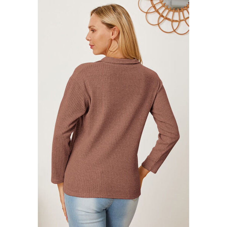 Collared Neck Dropped Shoulder T-Shirt Clothing