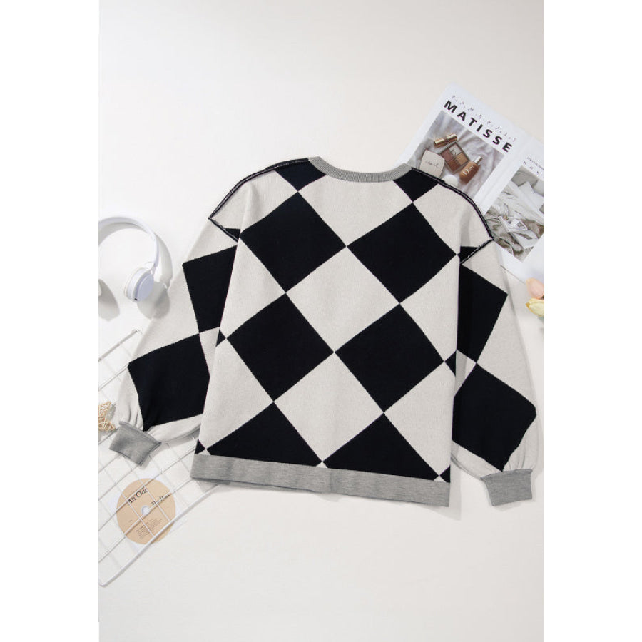 Color Block Button Down Long Sleeve Cardigan Apparel and Accessories