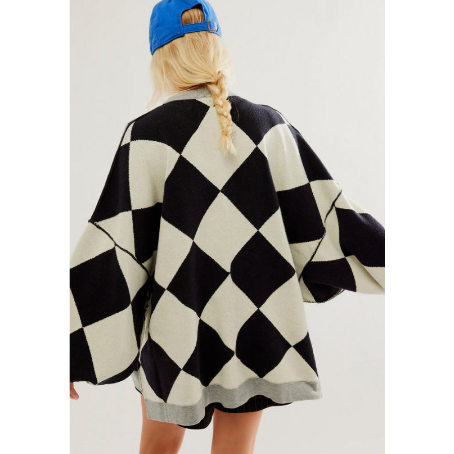 Color Block Button Down Long Sleeve Cardigan Apparel and Accessories