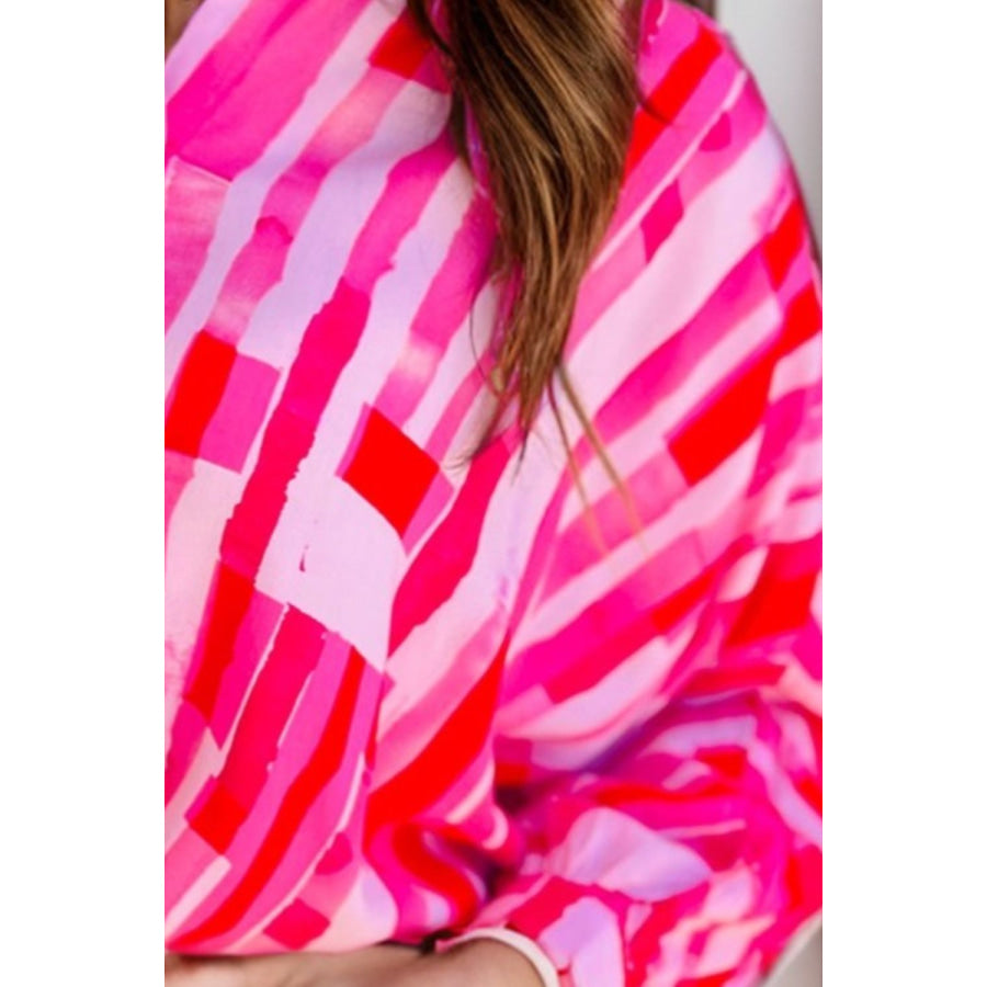 Color Block Collared Neck Long Sleeve Shirt Apparel and Accessories