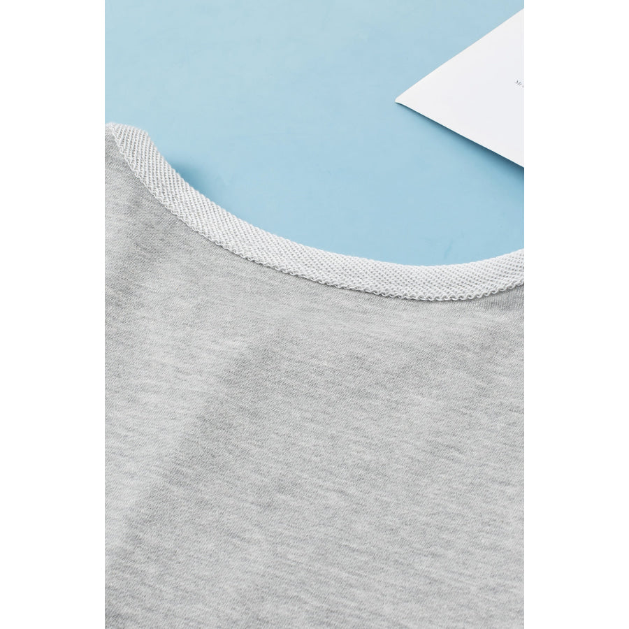 Color Block Double Chest Pocket Boat Neck Top Apparel and Accessories