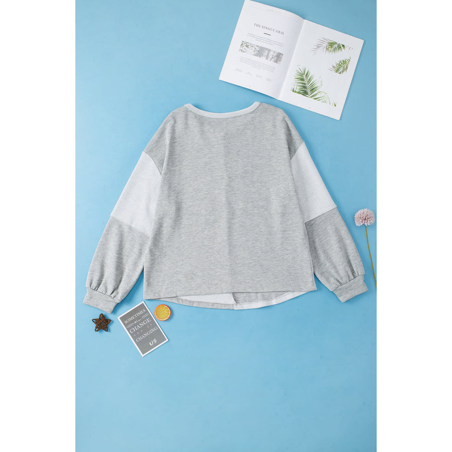 Color Block Double Chest Pocket Boat Neck Top Apparel and Accessories