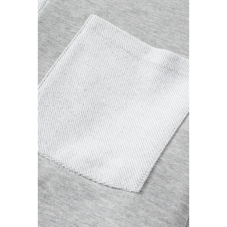 Color Block Double Chest Pocket Boat Neck Top Apparel and Accessories