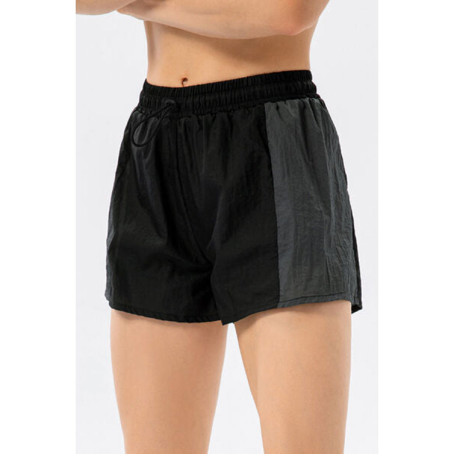 Color Block Drawstring Active Shorts Black / XS Clothing