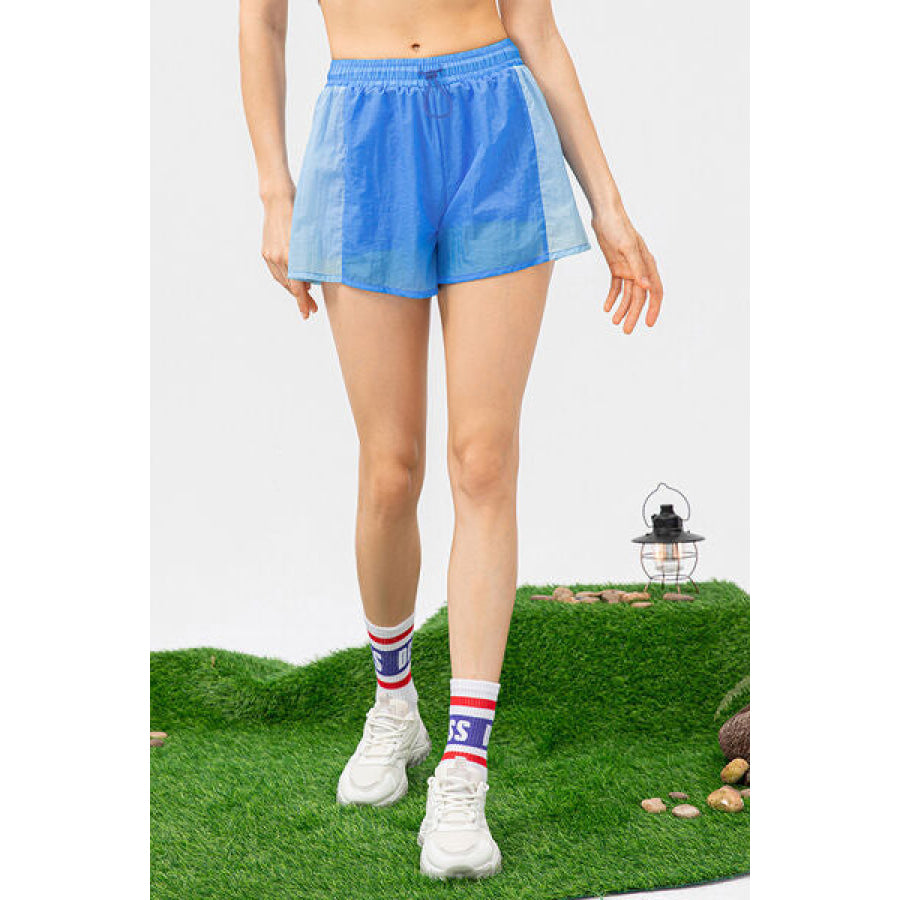 Color Block Drawstring Active Shorts Clothing