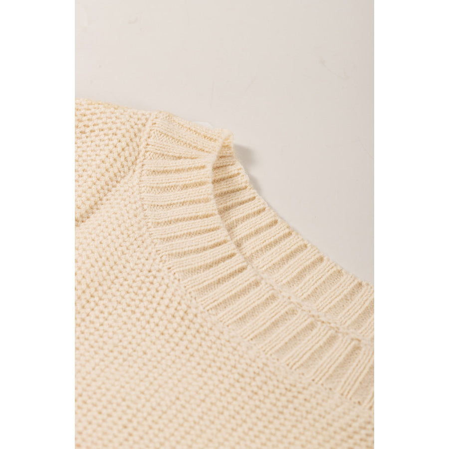 Color Block Drop Shoulder Round Neck Sweater Apparel and Accessories