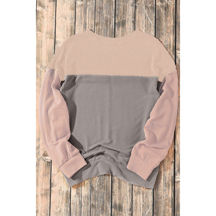 Color Block Dropped Shoulder T-Shirt Gray / S Apparel and Accessories