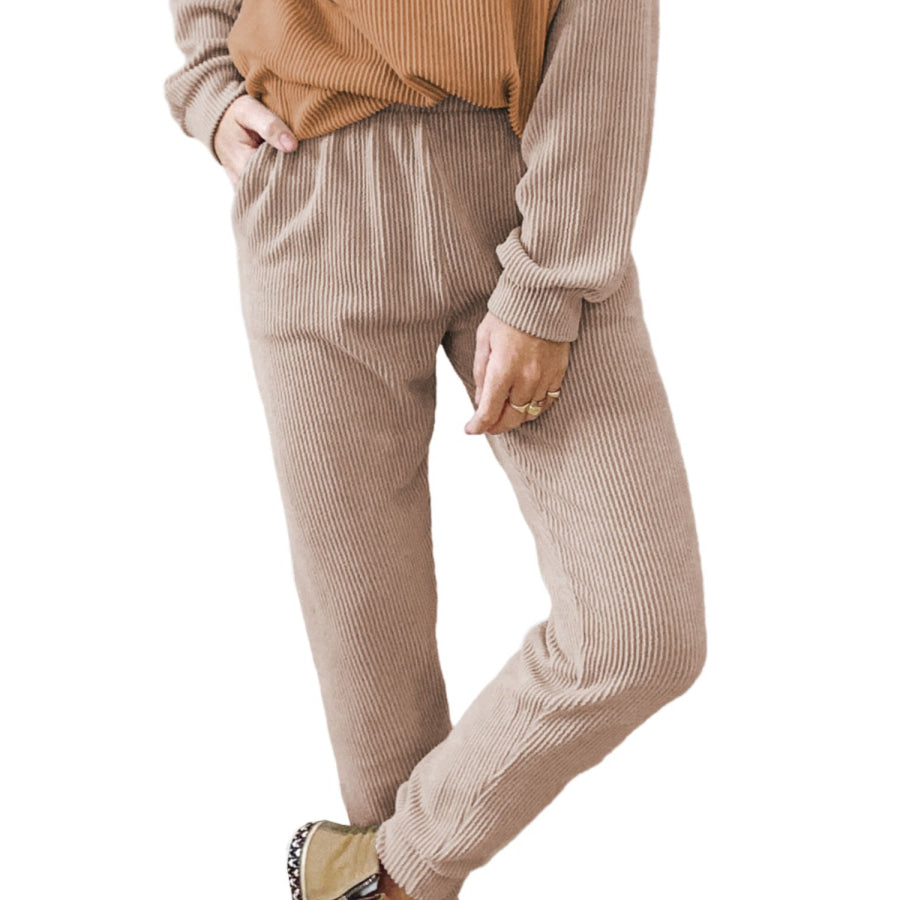 Color Block Dropped Shoulder Top and Pants Set Apparel and Accessories