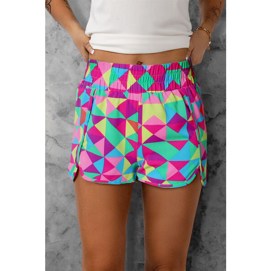 Color Block Elastic Waist Shorts Multicolor / S Apparel and Accessories