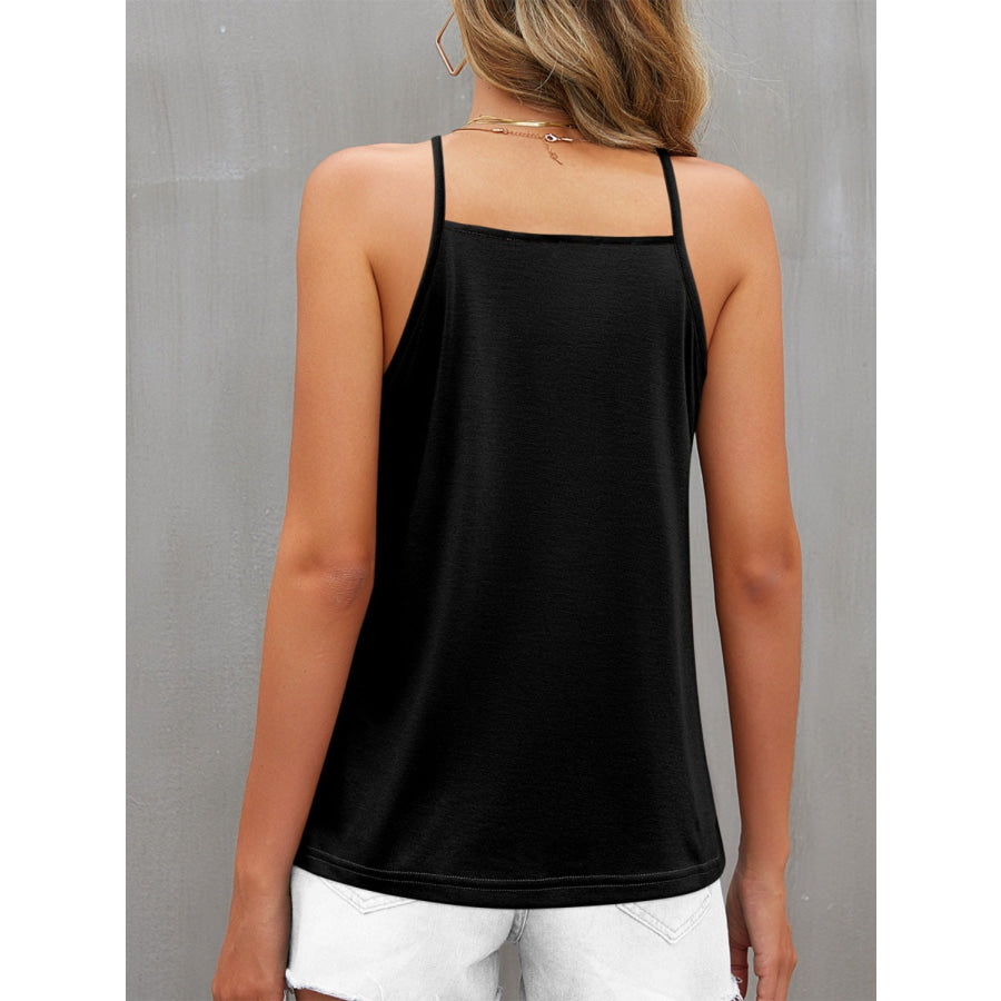 Color Block Grecian Neck Cami Black / S Apparel and Accessories