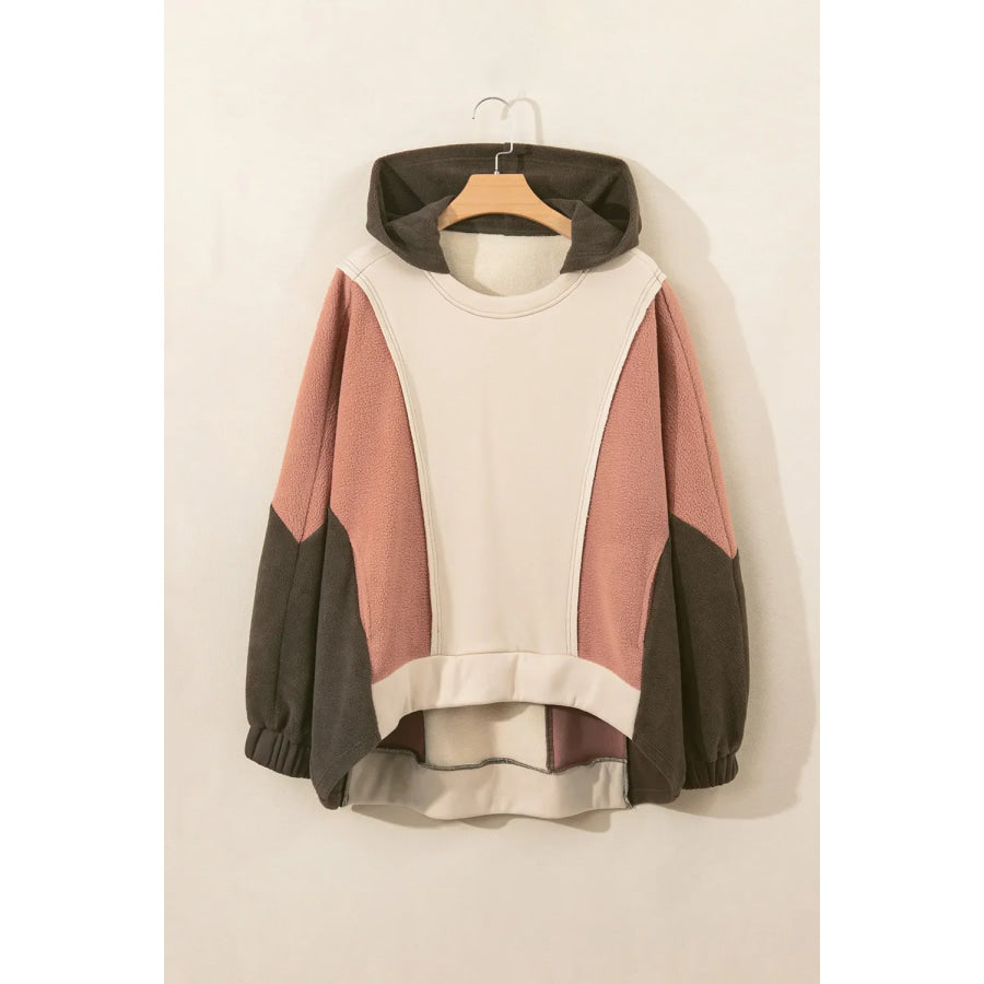 Color Block Long Sleeve Hoodie Eggshell / S Apparel and Accessories