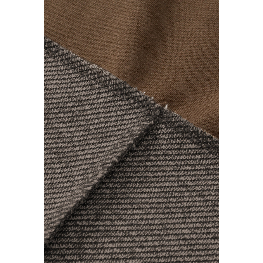 Color Block Notched Long Sleeve Blouse Apparel and Accessories