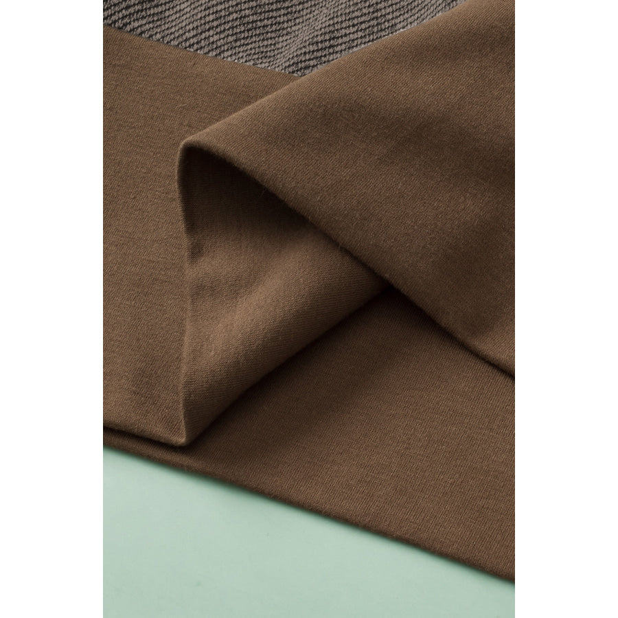 Color Block Notched Long Sleeve Blouse Apparel and Accessories