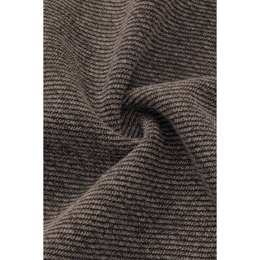 Color Block Notched Long Sleeve Blouse Apparel and Accessories