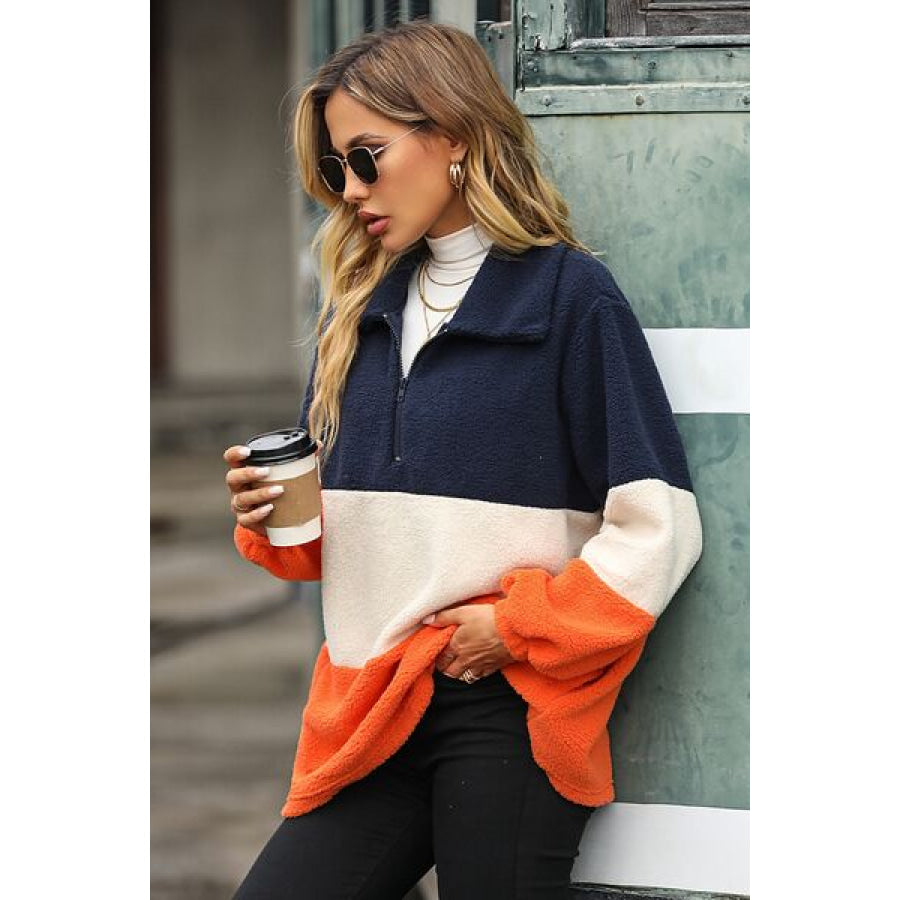 Color Block Quarter Zip Sweatshirt Apparel and Accessories