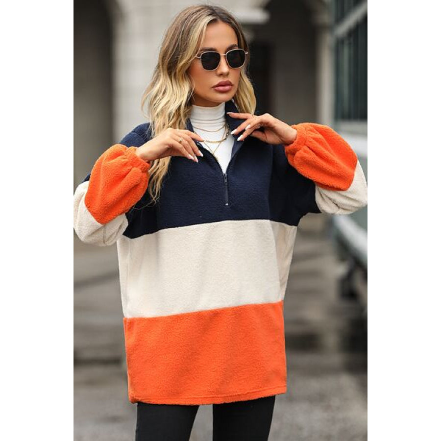 Color Block Quarter Zip Sweatshirt Apparel and Accessories