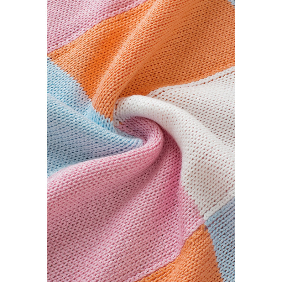 Color Block Round Neck Cap Sleeve Knit Top Apparel and Accessories