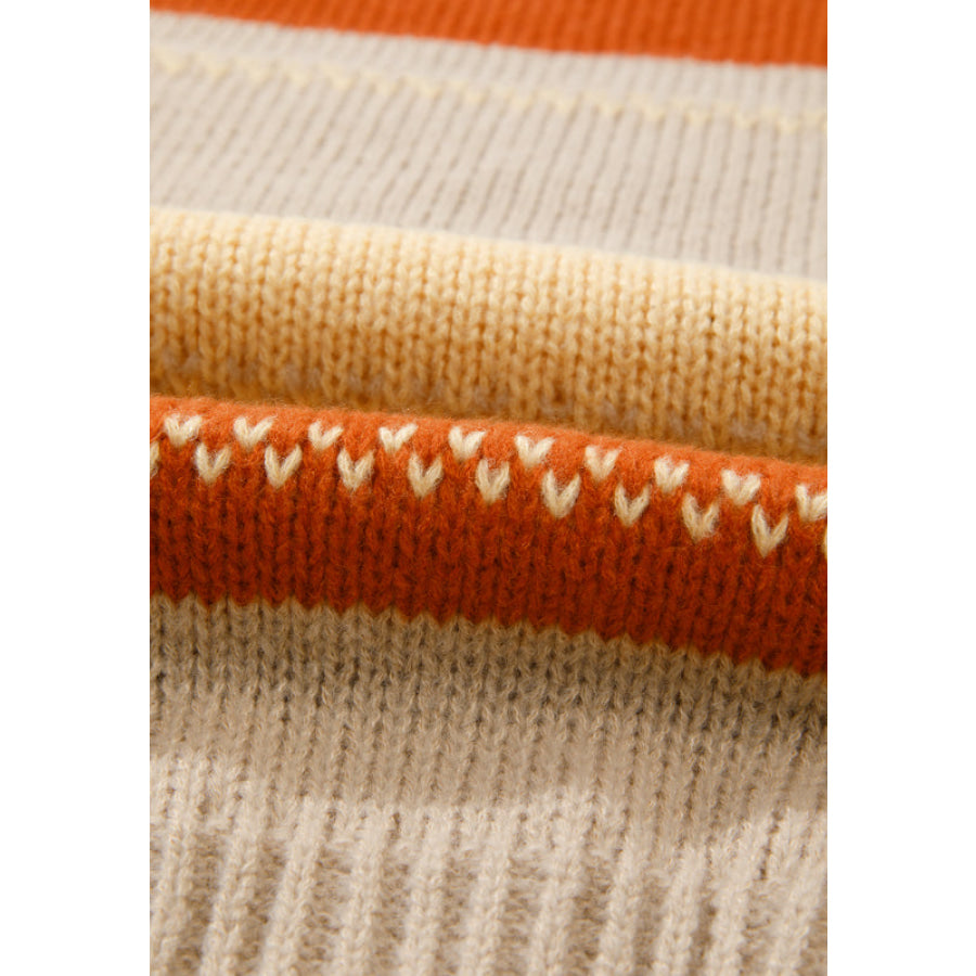 Color Block Round Neck Dropped Shoulder Sweater Apparel and Accessories