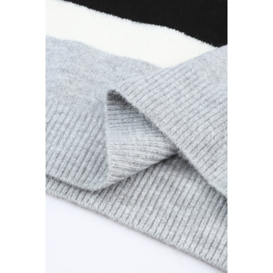 Color Block Round Neck Dropped Shoulder Sweater Apparel and Accessories