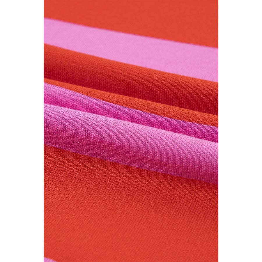 Color Block Round Neck Half Sleeve Top Apparel and Accessories