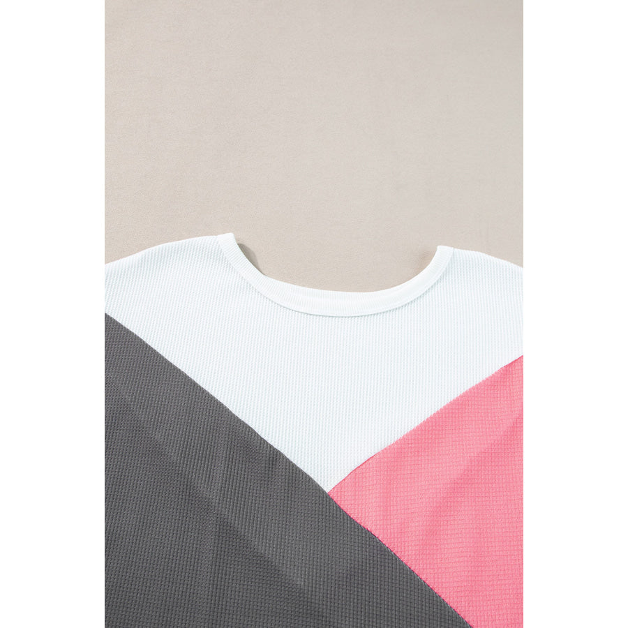 Color Block Round Neck Half Sleeve Top Apparel and Accessories