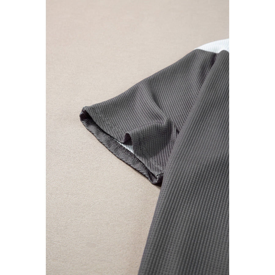 Color Block Round Neck Half Sleeve Top Apparel and Accessories