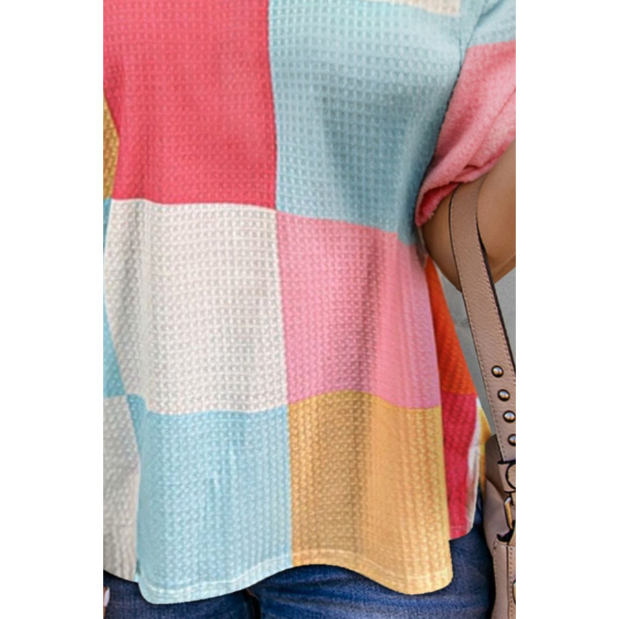 Color Block Round Neck Half Sleeve Top Apparel and Accessories
