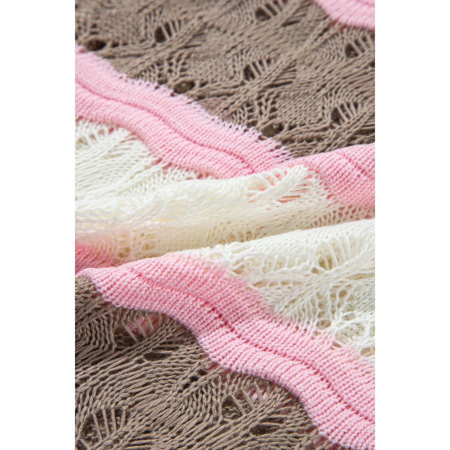 Color Block Round Neck Knit Top Apparel and Accessories