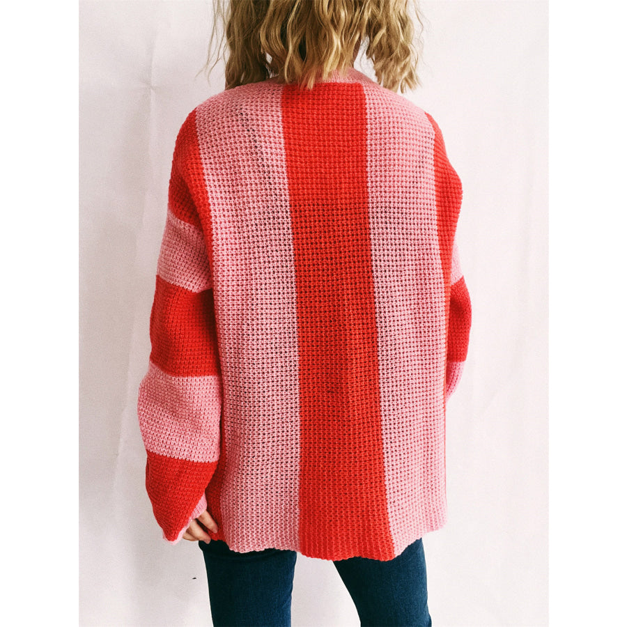 Color Block Round Neck Long Sleeve Sweater Apparel and Accessories