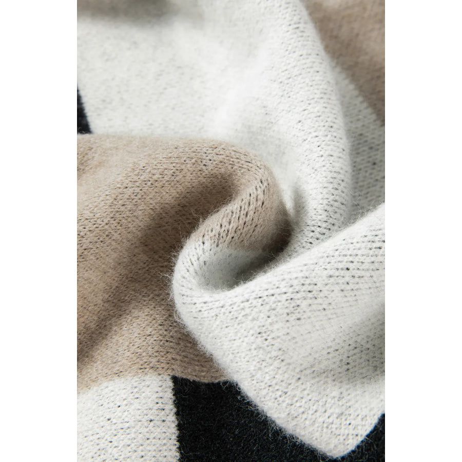 Color Block Round Neck Long Sleeve Sweater Apparel and Accessories