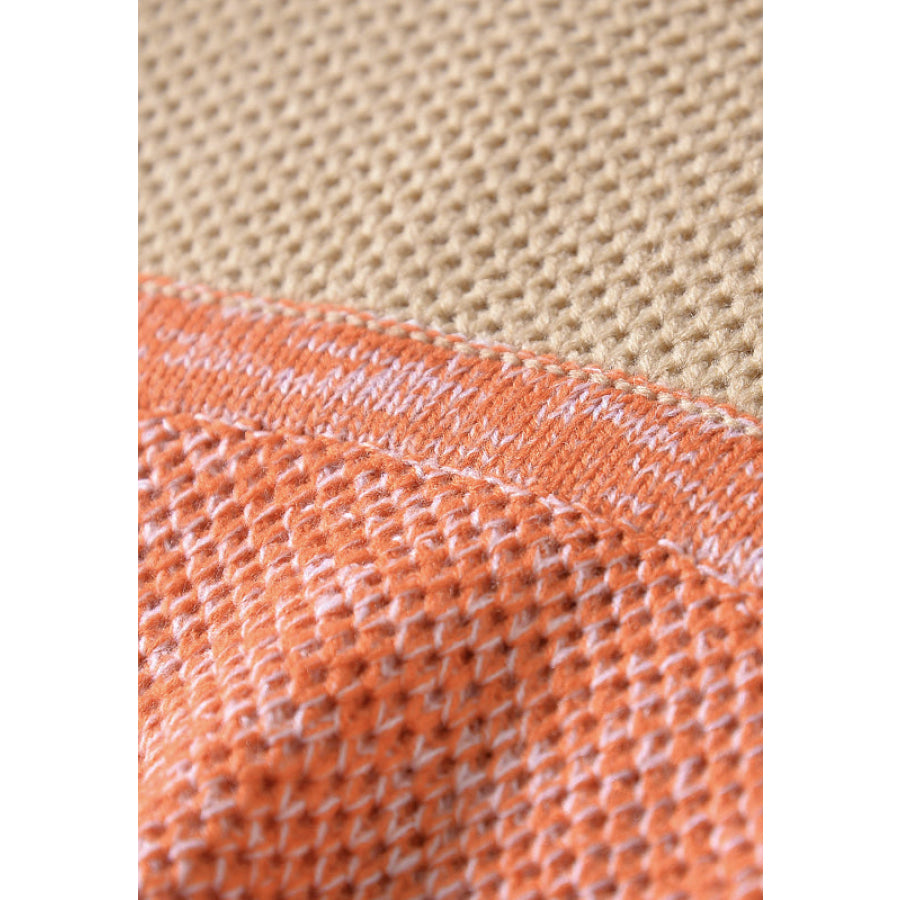 Color Block Round Neck Long Sleeve Sweater Apparel and Accessories