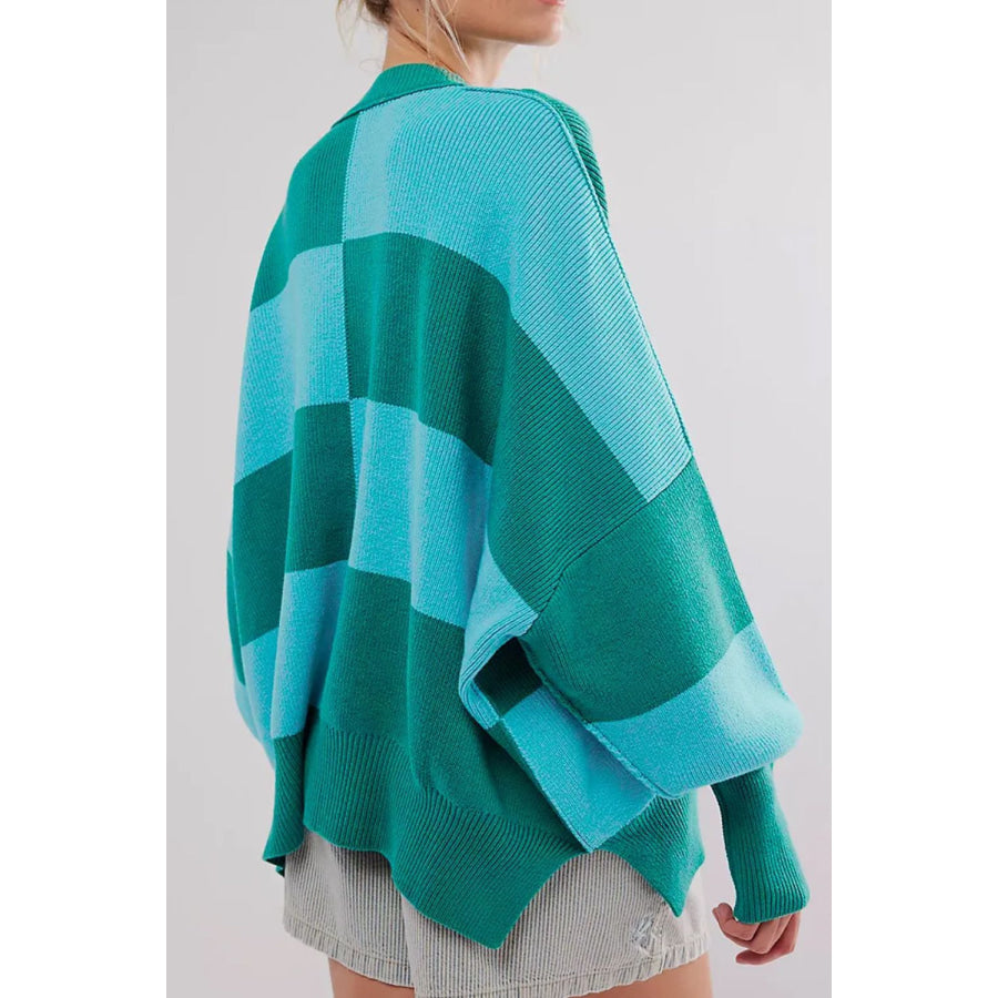 Color Block Round Neck Long Sleeve Sweater Apparel and Accessories