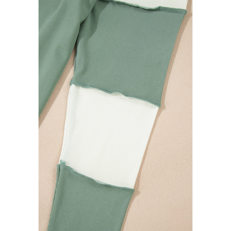 Color Block Round Neck Raglan Sleeve Top Apparel and Accessories