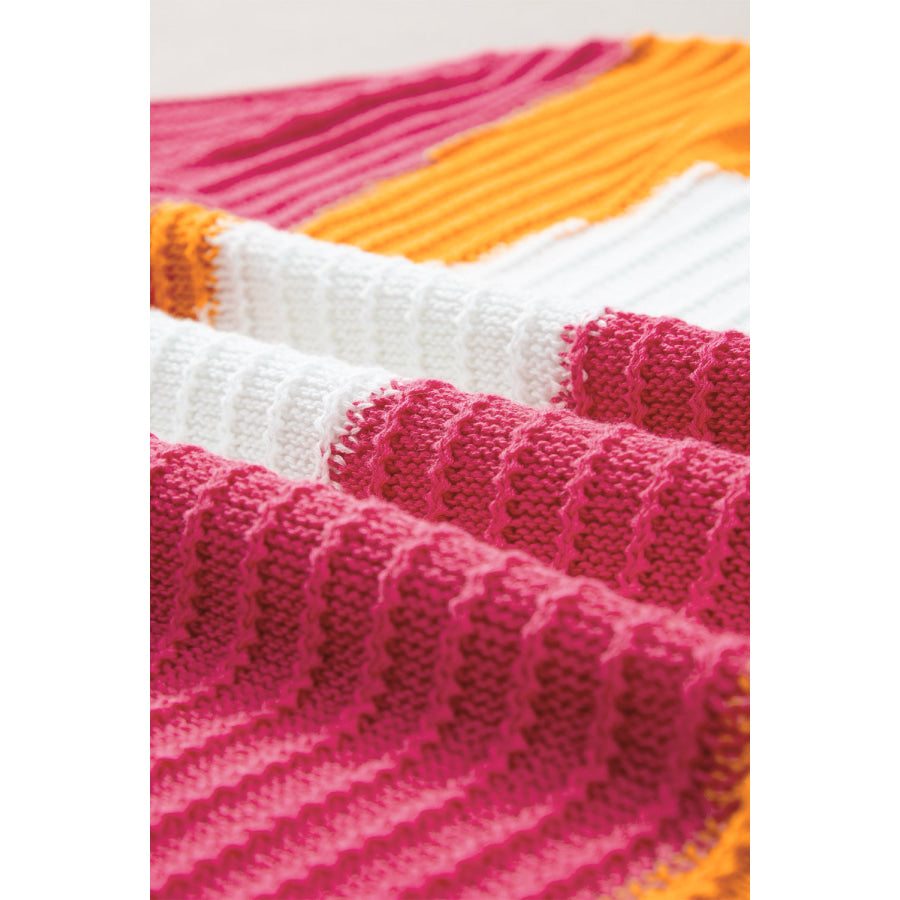 Color Block Round Neck Short Sleeve Knit Top Apparel and Accessories