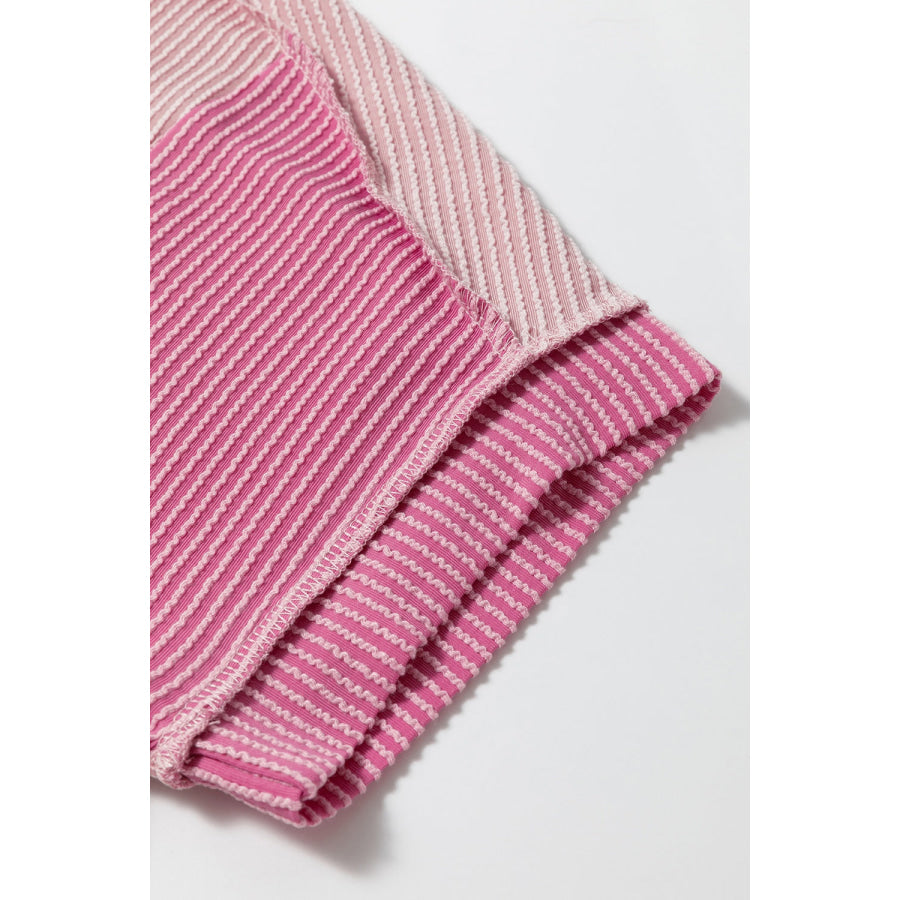 Color Block Round Neck Short Sleeve T-Shirt Shirts & Tops