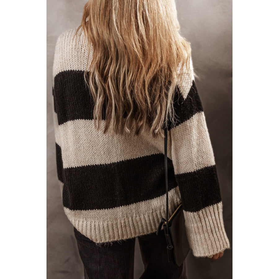 Color Block Round Neck Sweater Apparel and Accessories