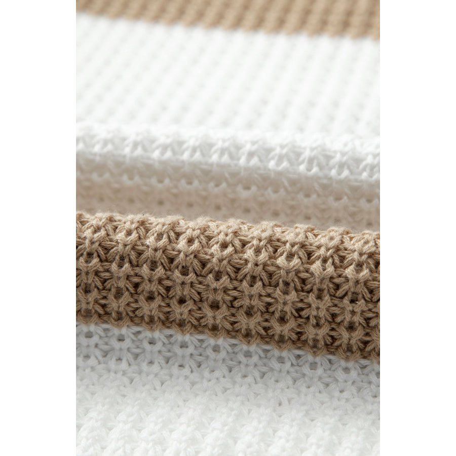 Color Block Round Neck Sweater Apparel and Accessories