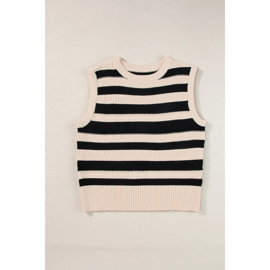 Color Block Round Neck Sweater Vest Apparel and Accessories