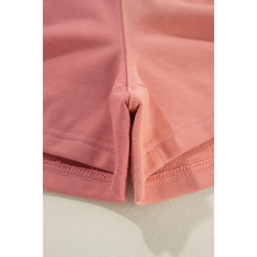 Color Block Round Neck Top and Shorts Set Apparel and Accessories