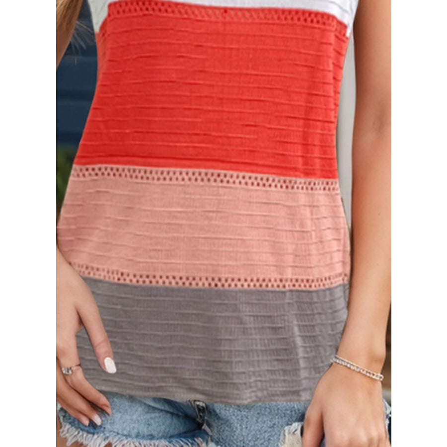 Color Block Scoop Neck Cami Apparel and Accessories