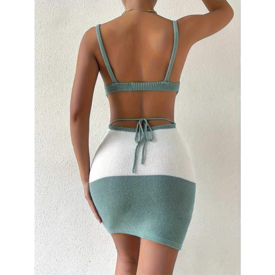 Color Block Scoop Neck Cover Up Dress Apparel and Accessories