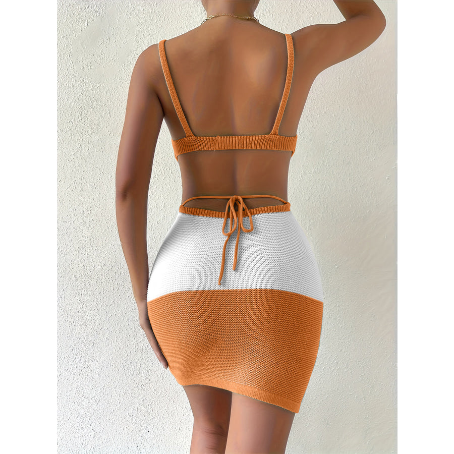 Color Block Scoop Neck Cover Up Dress Apparel and Accessories