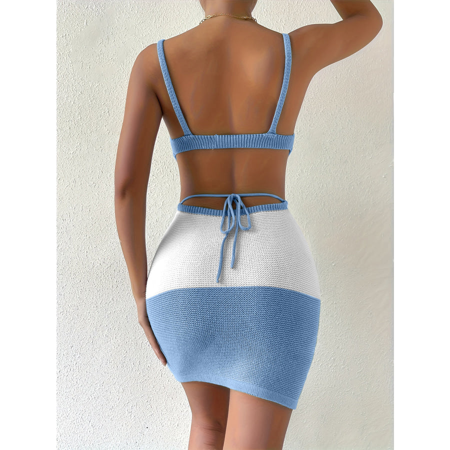 Color Block Scoop Neck Cover Up Dress Apparel and Accessories