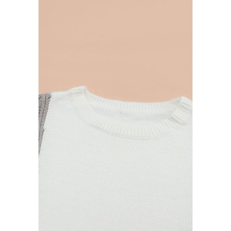 Color Block Textured Drop Shoulder Sweater Apparel and Accessories