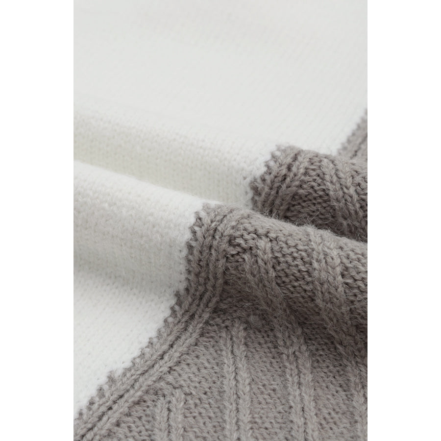 Color Block Textured Drop Shoulder Sweater Apparel and Accessories