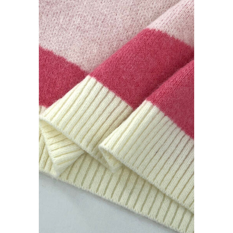 Color Block Turtleneck Dropped Shoulder Sweater Apparel and Accessories