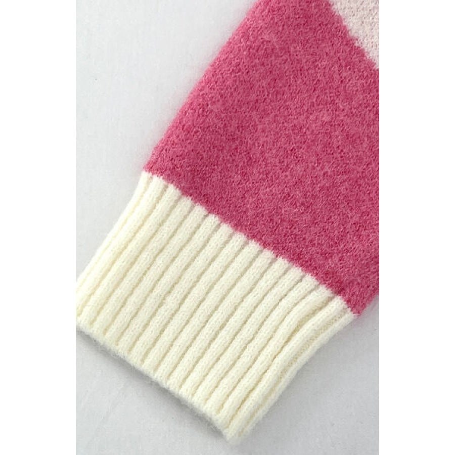 Color Block Turtleneck Dropped Shoulder Sweater Apparel and Accessories